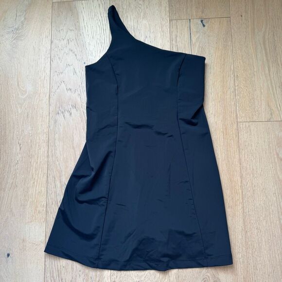 Free People X Onzie Asymmetric One Shoulder Black Built In Short Dress Size M/L - Picture 2 of 8